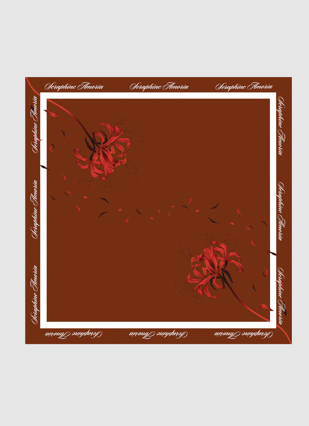 Lilium Emblem Silk Scarf 32x32 - Brown