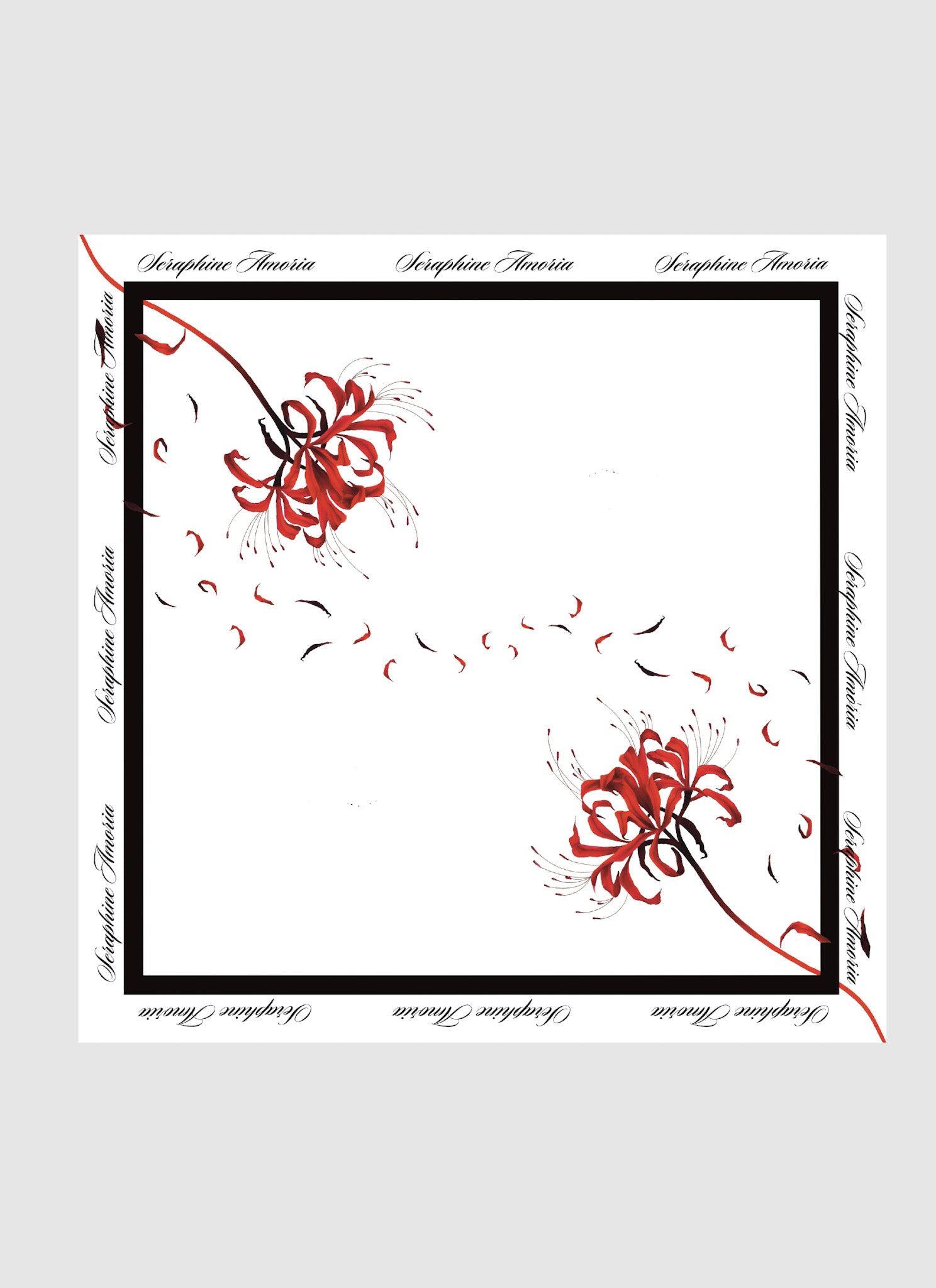 Lilium Emblem Silk Scarf 32x32 - White