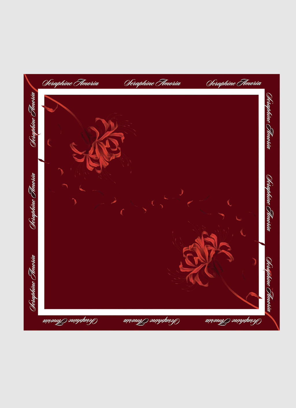 Lilium Emblem Silk Scarf 32x32 - Burgundy