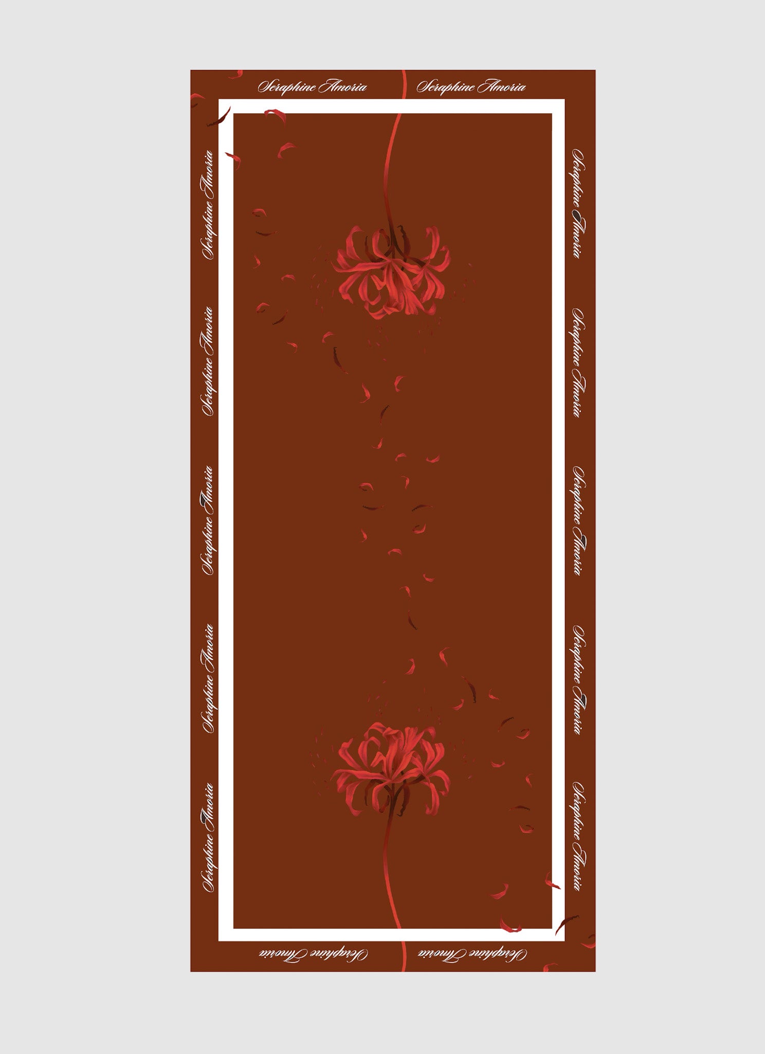 Lilium Reverie Silk Scarf 25x55 - Brown