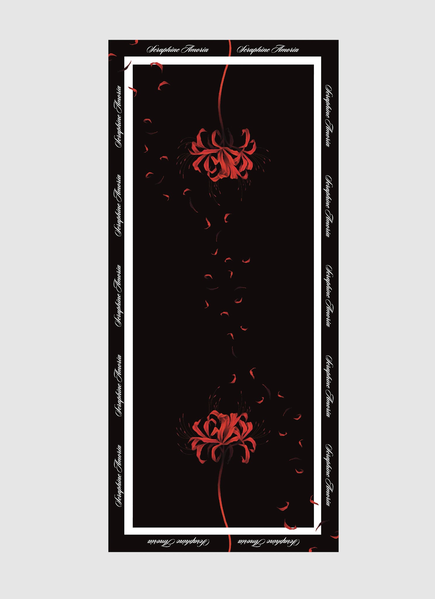 Lilium Reverie Silk Scarf 25x55 - Black